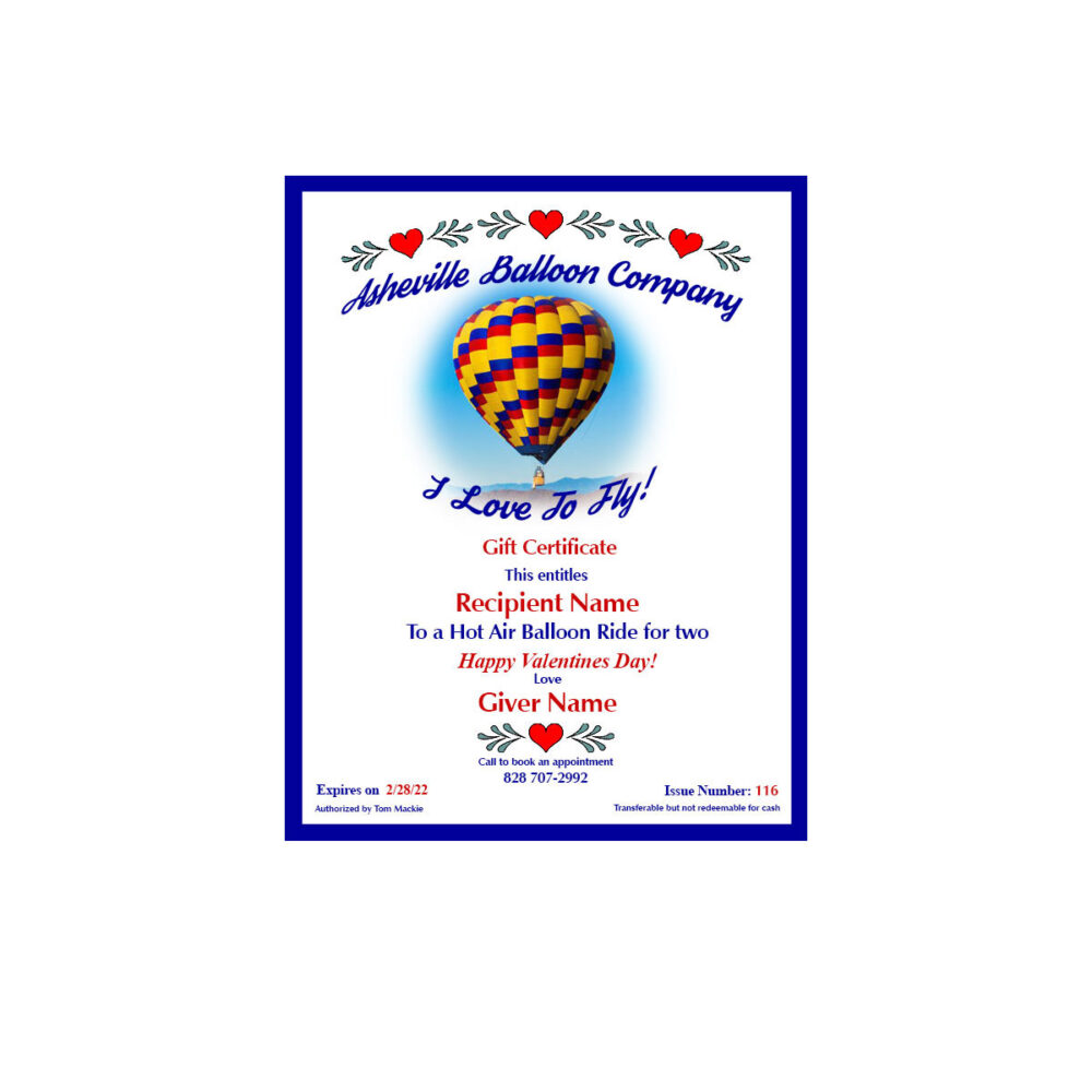 Valentine Hot Air Balloon Gift